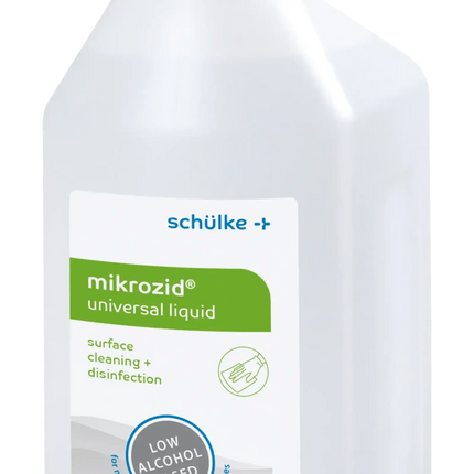 Abbildung einer Flasche Mikrozid universal Liquid 1 Liter