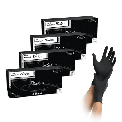 Schwarze Latexhandschuhe | MaiMed BLACK LX 100 Handschuhe - Inkontinenz-markt.de