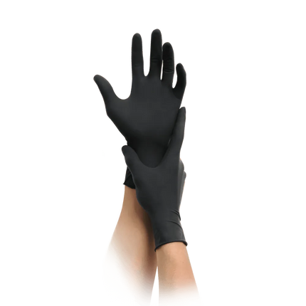 Schwarze Nitrilhandschuhe | MaiMed Black Einmalhandschuhe | 100 Stück - Inkontinenz-markt.de