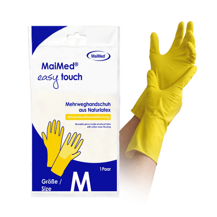 MaiMed easy touch Latex Haushaltshandschuh 1 Paar Gelb - Inkontinenz-markt.de