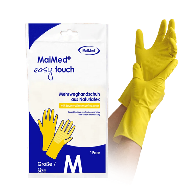 MaiMed easy touch Latex Haushaltshandschuh 1 Paar Gelb - Inkontinenz-markt.de
