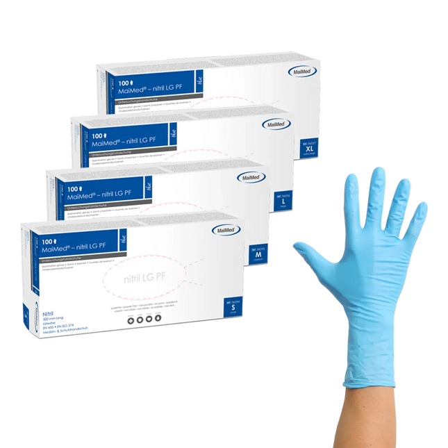 MaiMed Nitril LG PF lange Nitrilhandschuhe 100 Stück - Inkontinenz-markt.de