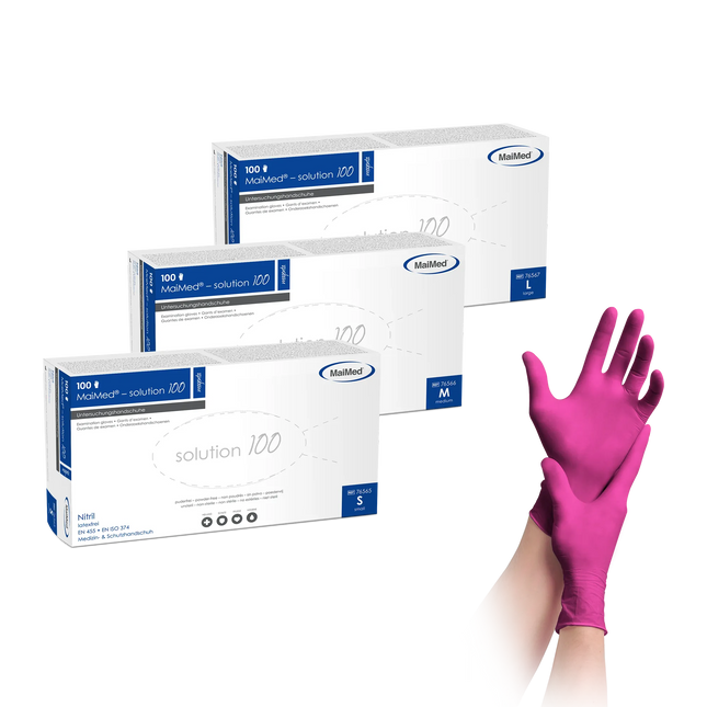 Nitrilhandschuhe Magenta | MaiMed Solution 100 Handschuhe - Inkontinenz-markt.de