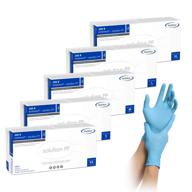 Nitrilhandschuhe blau | MaiMed Solution PF 200 Handschuhe - Inkontinenz-markt.de
