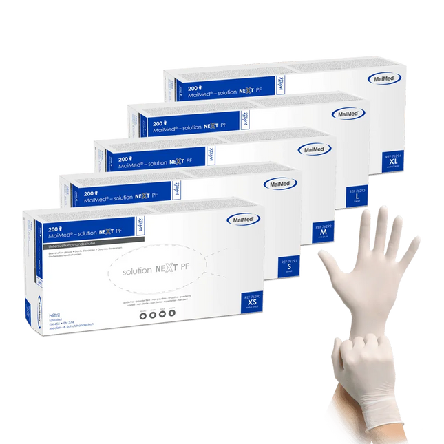 MaiMed Solution NEXT PF weiß 200 Stück Nitrilhandschuhe - Inkontinenz-markt.de