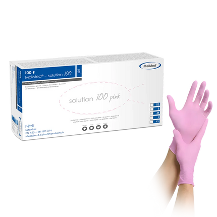 Nitrilhandschuhe Pink | MaiMed Solution 100 Pink Handschuhe - Inkontinenz-markt.de