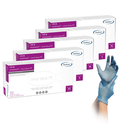 MaiMed vinyl blue Vinylhandschuhe Blau 100 Stück - Inkontinenz-markt.de