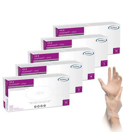 MaiMed Vinyl Vinylhandschuhe Einweghandschuhe transparent - Inkontinenz-markt.de