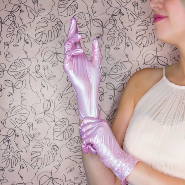 Nitrilhandschuhe pink perlmutt 100 Stück | NITRAS GLAMOUR WAVE 8304 - Inkontinenz-markt.de
