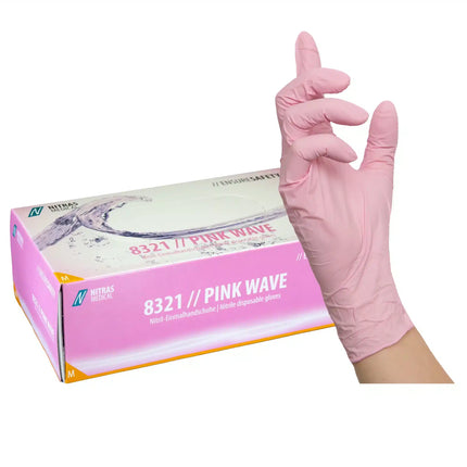 Nitrilhandschuhe pink 100 Stück | NITRAS PINK WAVE 8321 - Inkontinenz-markt.de