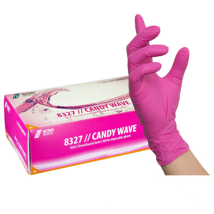 Nitrilhandschuhe pink 100 Stück | NITRAS CANDY WAVE 8327 - Inkontinenz-markt.de