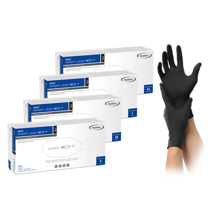 Nitrilhandschuhe Schwarz 200 | MaiMed Solution next PF Black - Inkontinenz-markt.de