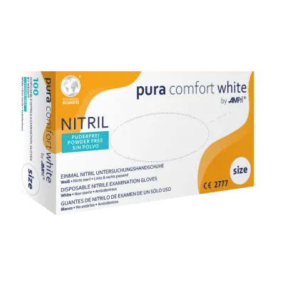 Nitrilhandschuhe weiß 100 Stück | AMPri Puracomfort white Nitrilhandschuhe - Inkontinenz-markt.de
