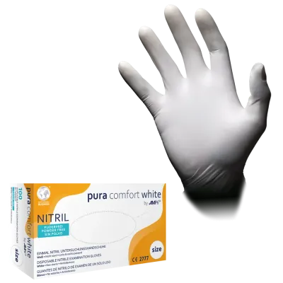 Nitrilhandschuhe weiß 100 Stück | AMPri Puracomfort white Nitrilhandschuhe - Inkontinenz-markt.de