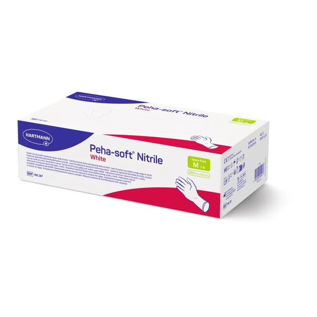 Peha-soft Nitrile white Untersuchungshandschuh | Weiße Nitrilhandschuhe 200 Stück | Hartmann - Inkontinenz-markt.de