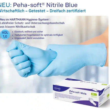 Peha-soft Nitrile blue | Nitrilhandschuhe Blau 100 Stück Hartmann - Inkontinenz-markt.de