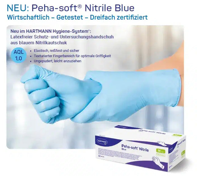 Peha-soft Nitrile blue | Nitrilhandschuhe Blau 100 Stück Hartmann - Inkontinenz-markt.de
